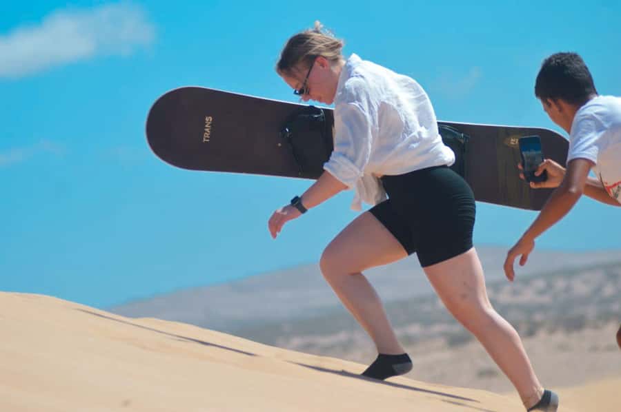 Agadir/Taghazout : Paradise Valley & Sandboarding with Lunch - Sandboarding at the Timlalin Dunes
