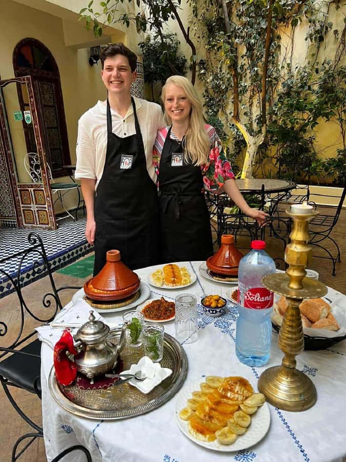 Fes: Authentic Cooking Class and Old Medina Visit - Cooking inside a family-owned riad