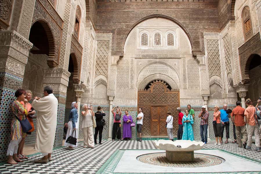 Fes: Bou Inania Madrasa, Museum, Tannery, Souk & Medina Tour - Bou Inania Madrasa and Marinid design