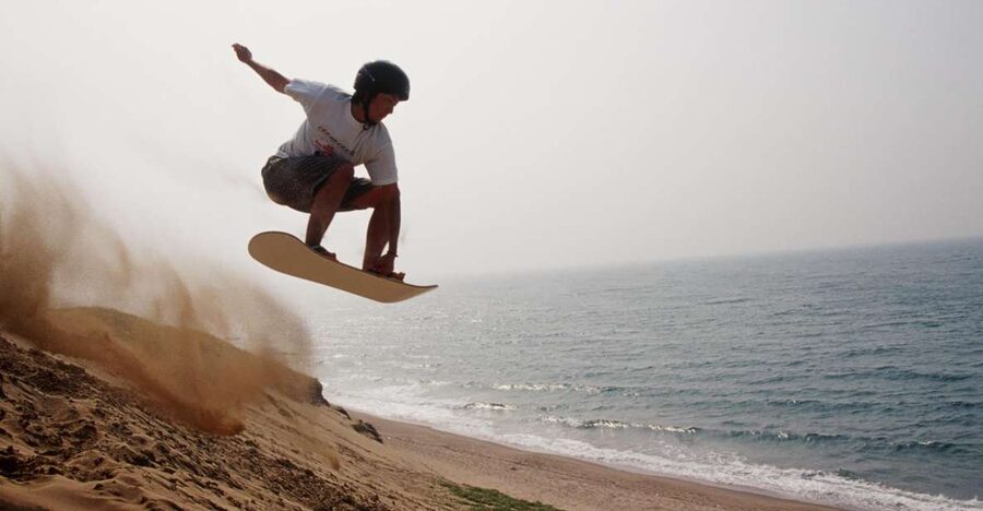From Agadir or Taghazout: Desert Sand Boarding Tour w/ Lunch - From Agadir to Tabouga mountain