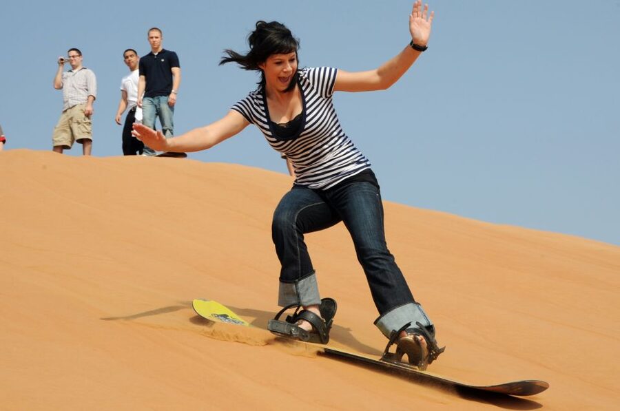 From Agadir or Taghazout: Desert Sand Boarding Tour w/ Lunch - The sand ladder and the real effort of the climb
