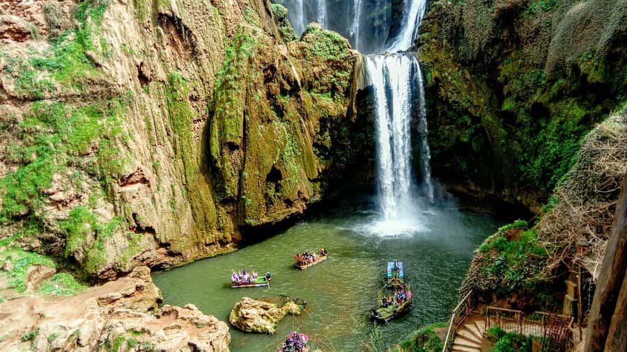 From Marrakech: A day Trip to Ouzoud waterfalls - The boat ride below the falls