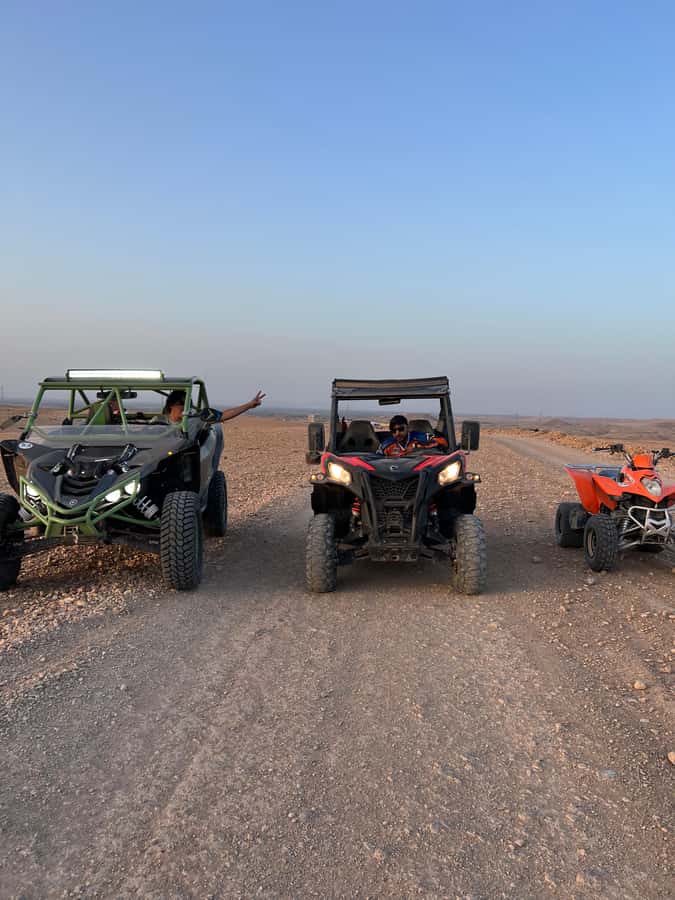 From Marrakech: Agafay Desert Buggy 1Hour & Dinner Show - Sunset gives the ride its best moment