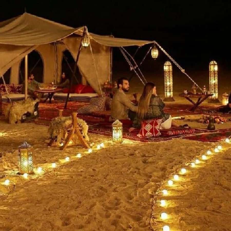 From Marrakech: Dinner in Agafay Desert with Sunset - Tagine, salad, fruit, and tea beneath the stars