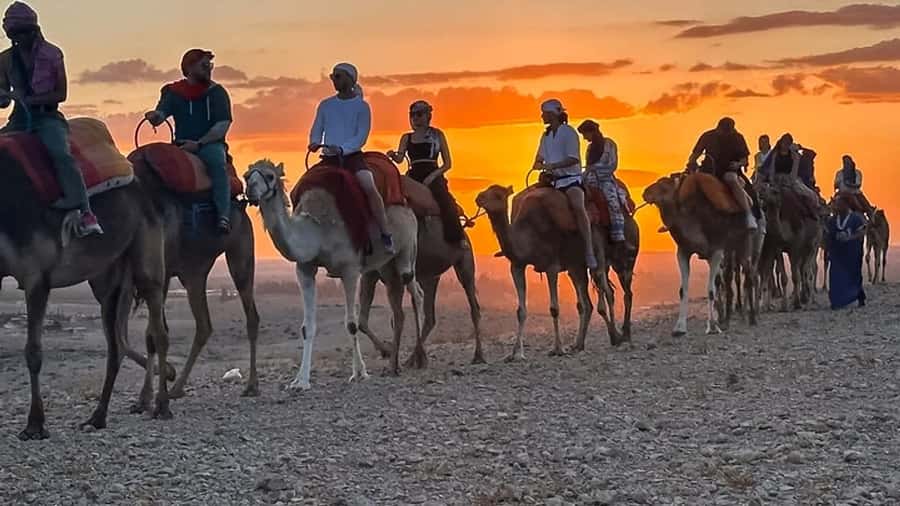 Marrakech: Agafay Desert: Camel ride Quad Bike, Dinner show - A Gentle Camel Ride at Sunset
