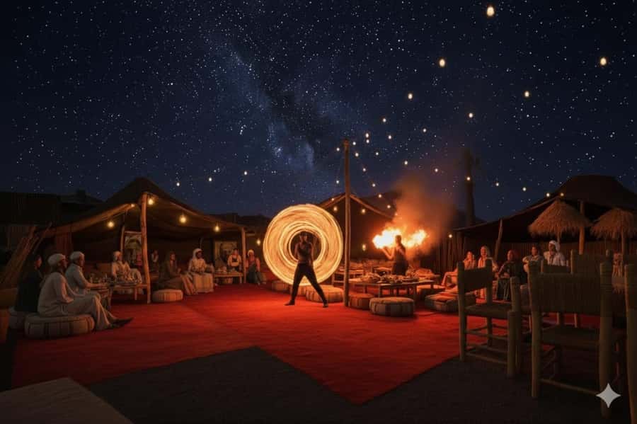Marrakech: Agafay desert camel ride with dinner & spectacle - Mint tea as twilight settles over the camp