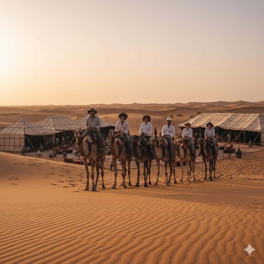 Marrakech: Agafay desert camel ride with dinner & spectacle - Berber music, dancing, and a fiery finale