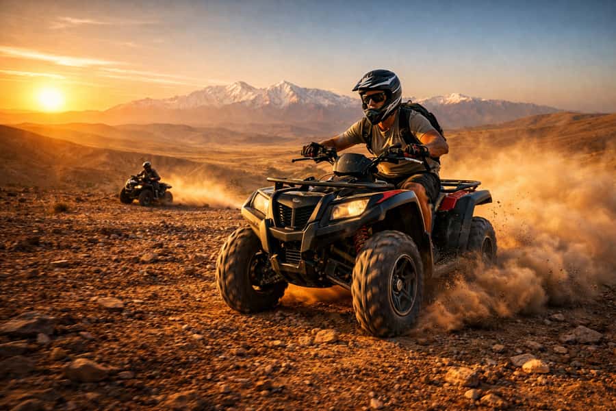 Marrakech: Agafay Desert Escape with Quad or Camel Ride - Sunset over Agafays red hills