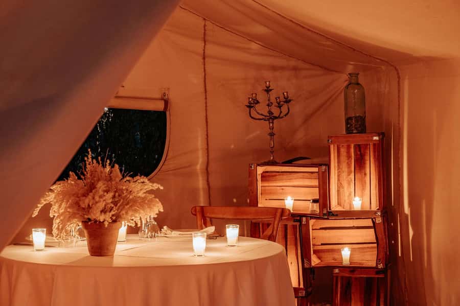 Marrakech: Agafay Desert Private Dinner w/ Music & Fire Show - A three-course Moroccan dinner under the stars