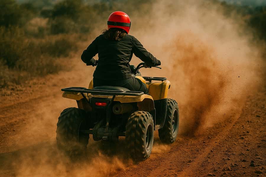 Marrakech: Agafay Desert Quad Bike with Camels & Dinner Show - Quad biking with two people per machine