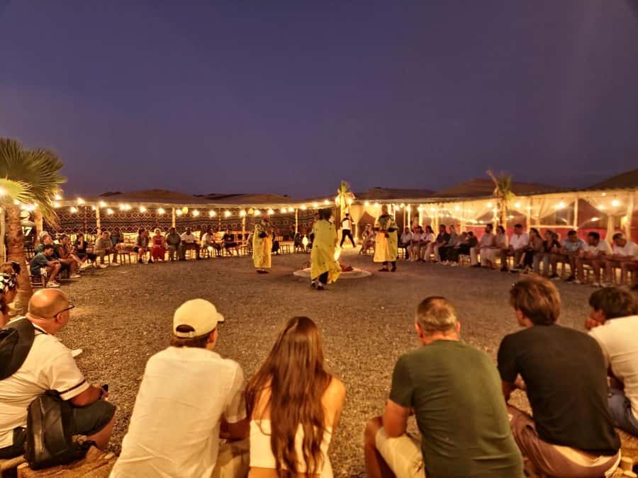 Marrakech: Agafay Desert Sunset Camel Ride, Quad & Dinner - Moroccan dinner, tea, music, and fire