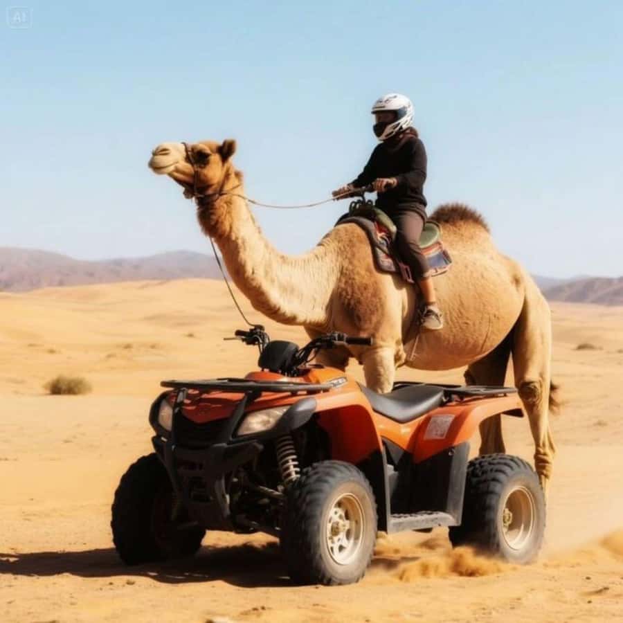 Marrakech: Agafay Desert Trip with Activities and Dinner - Camel riding at sunset, with a short time in the saddle