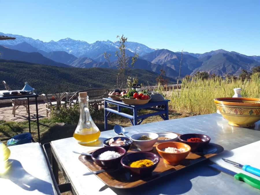 Marrakech: Atlas Mountains Cooking Class with Berber Family - The short walk to a family terrace