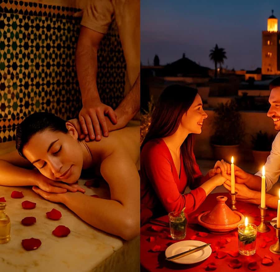Marrakech: Blissful Spa Escape & Romantic Candlelight Dinner - Mint tea, cake, and a short terrace rest