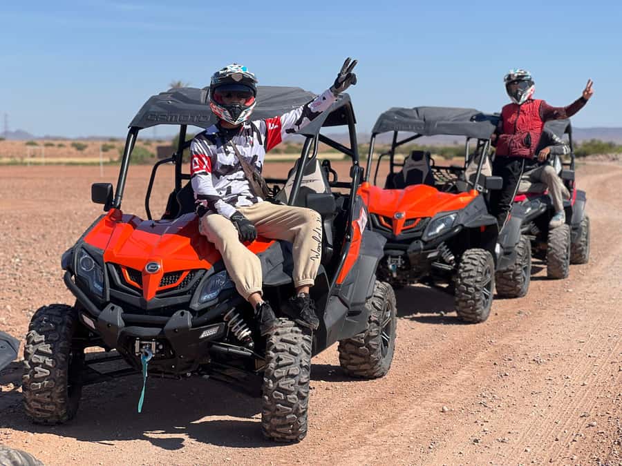 Marrakech Buggy Palmerie and Desert - Getting ready with helmets and a safety briefing