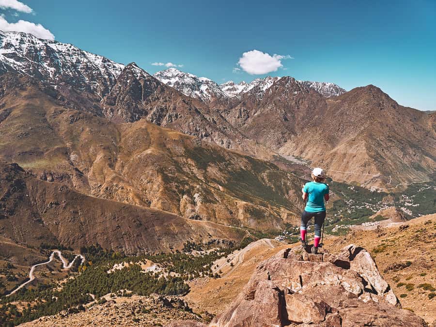 Marrakech Day trip Atlas Mountains & Agafay Desert - The waterfalls and views toward Toubkal