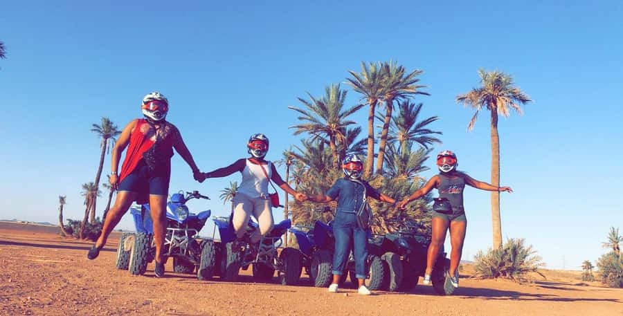 Marrakech: Desert and Palm Grove Sunset Quad Tour with Tea - Languages, flexibility, and what to pack