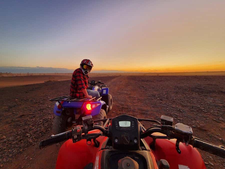 Marrakech: Desert and Palm Grove Sunset Quad Tour with Tea - Two hours through palms, rocks, and village tracks