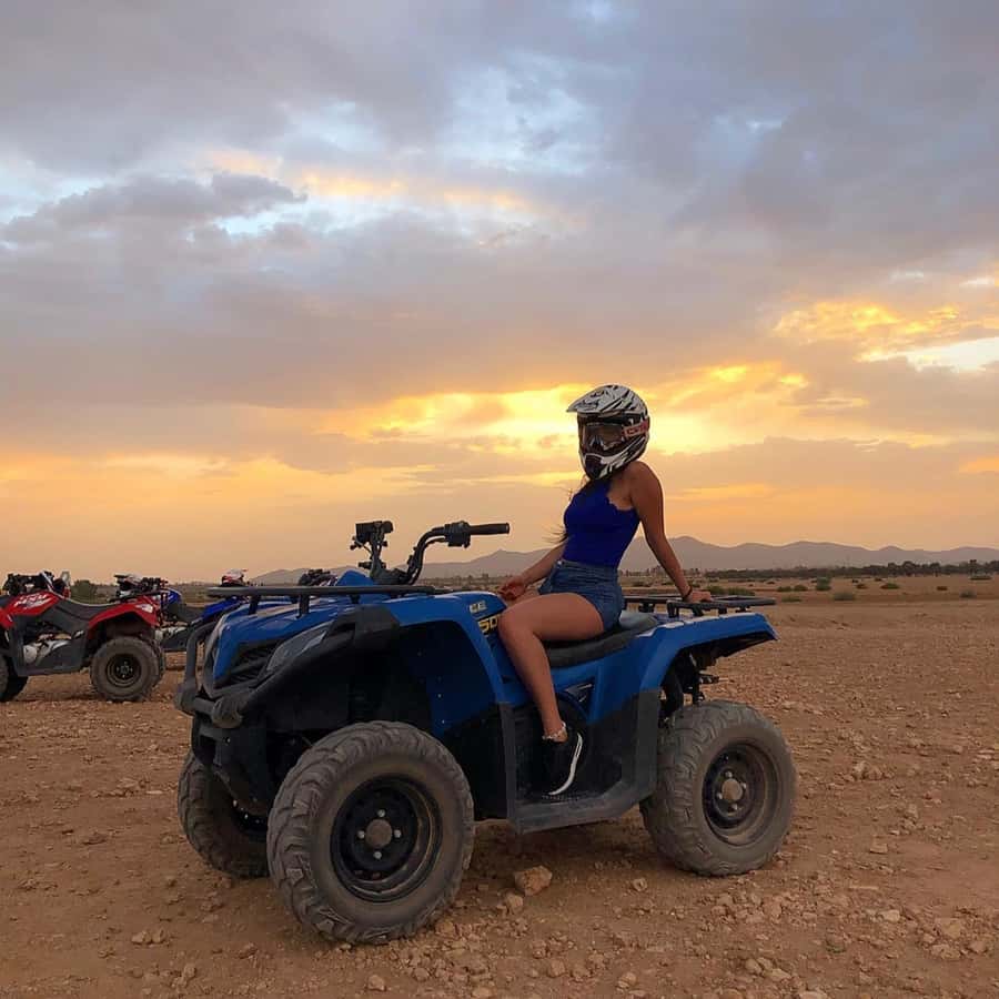 Marrakech: Desert and Palm Grove Sunset Quad Tour with Tea - Getting comfortable on a 300cc quad