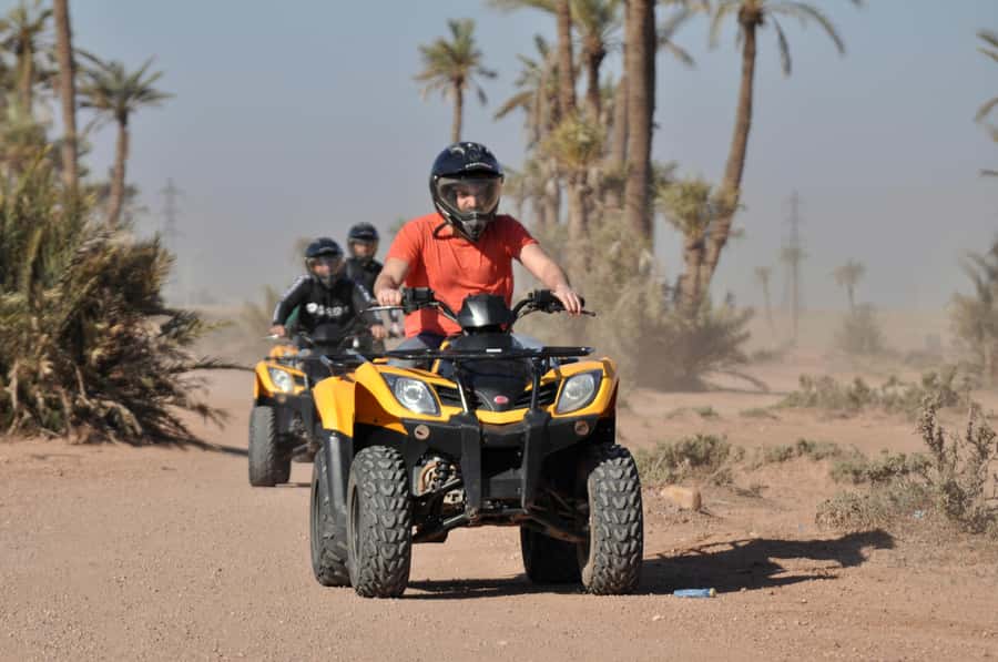 Marrakech:excursion quad in Oasis palm & jbilat desert,tea - Riding from Marrakech into the Palmeraie