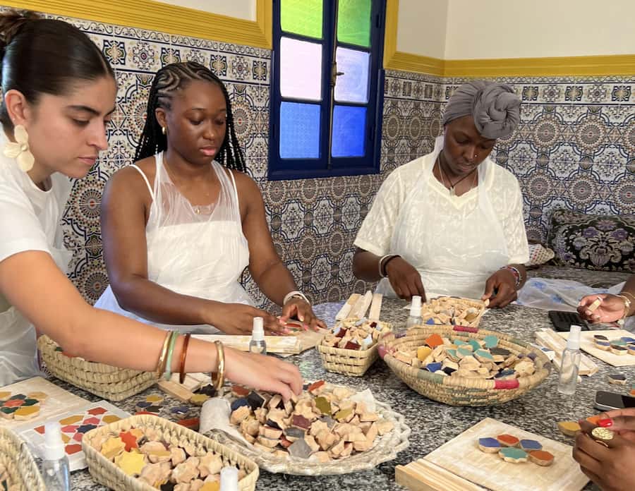 Marrakech: Make Your Own Moroccan Zellige Mosaic Masterpiece - Arranging the precut tiles