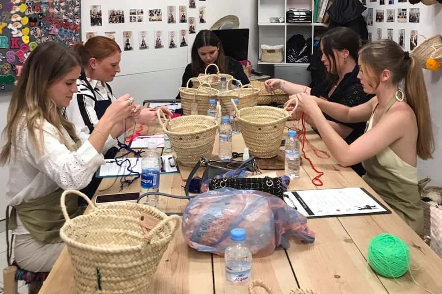 Marrakech Medina Basket Embroidery Workshop - Choosing a basket or hat to personalize
