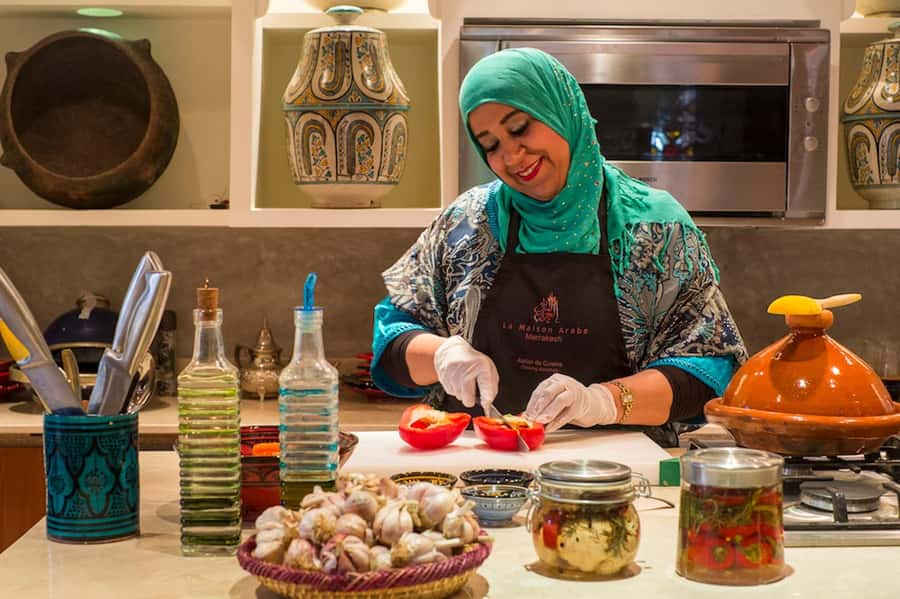 Marrakech: Moroccan Cooking Workshop at La Maison Arabe - Cooking at your own station near La Maison Arabe