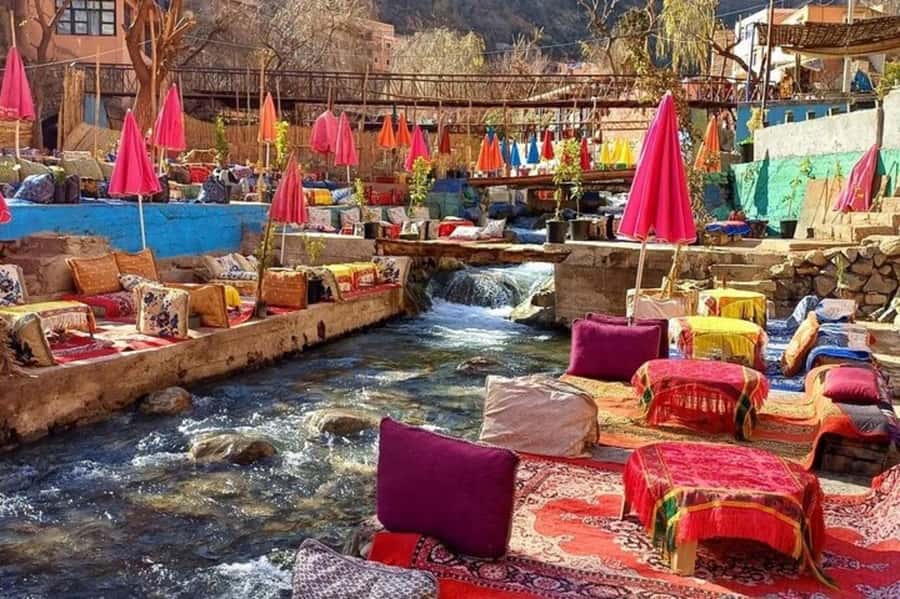Marrakech: Ourika Valley Trip with Waterfall Hike & Lunch - The cooperative stop and mountain views
