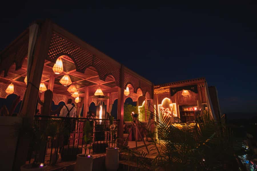 Marrakech: Rooftop Dinner with Koutoubia View - DJ music and the mood after dark