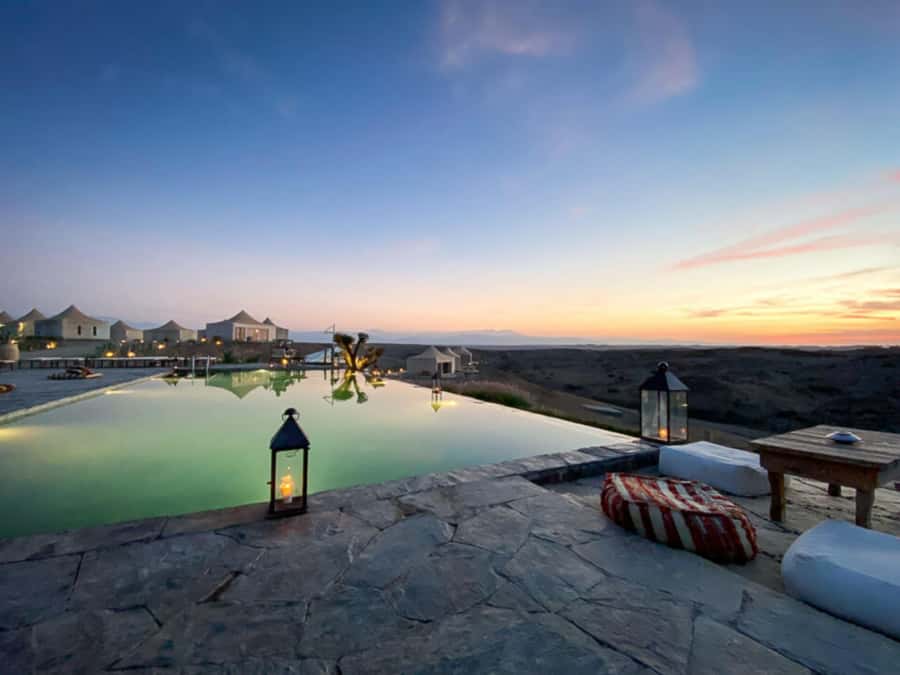 Marrakech: Sunset Dinner in Agafay Desert with Camel Ride - Sunset tea, sweets, and the best views