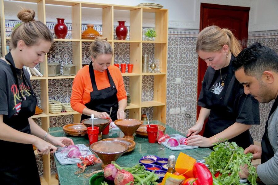 Marrakesh: Moroccan Dishes Cooking Class with a Local Chef - The shared feast at the end