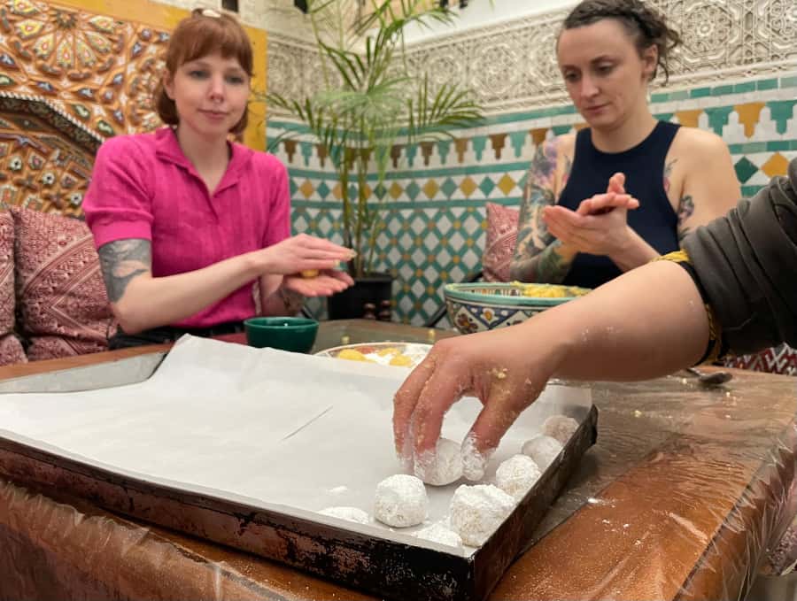 Moroccan Crepes & Pastries Kitchen - Mint tea and the best part of the class