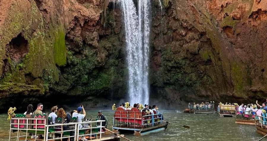 Ouzoud Waterfalls: Majestic Guided Hike and Adventure - The boat ride below the cascades