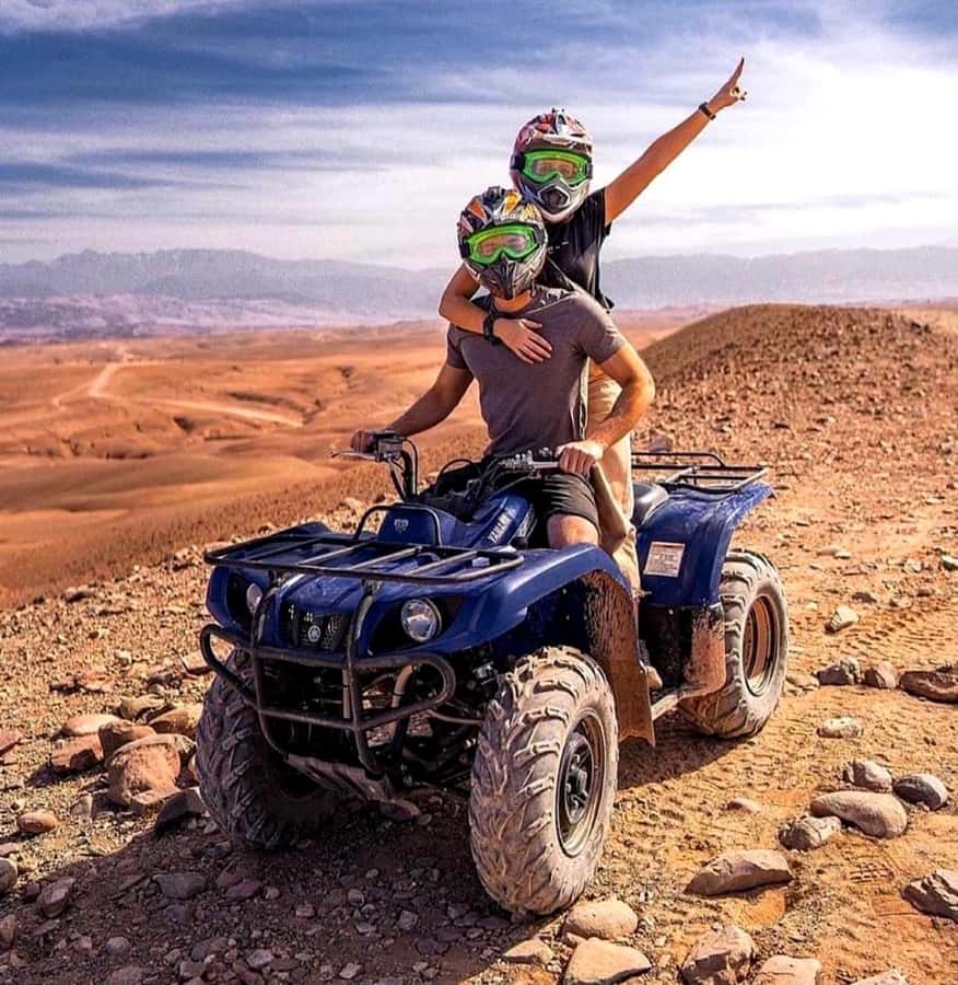 Quad biking in Agafay Desert with lunch & Camel Ride & pool - One hour across the Agafay Desert