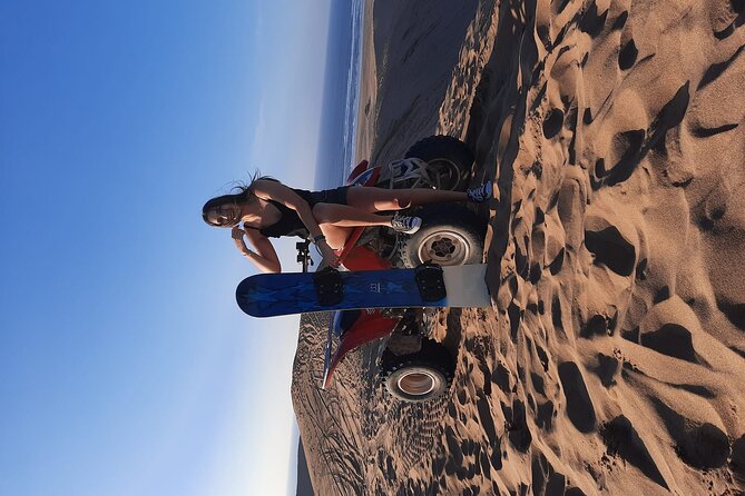 Sandboarding with Panoramic Views of the ocean and Agadir Desert - The Scenic Route From Agadir to Tamri